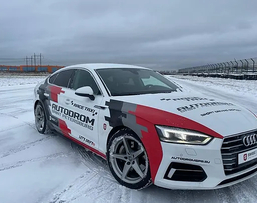 Заезд по гоночной трассе на спортивном автомобиле Audi S5